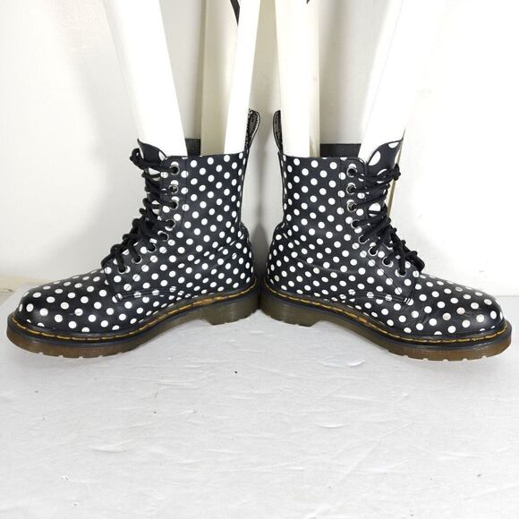 Dr Martens Women’s US5 Pascal Polka Dot Black White Soft Leather Ankle Boots - Picture 5 of 12